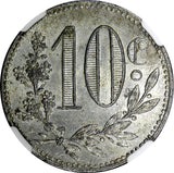 ALGERIA 1916 10 Centimes Chamber of Commerce NGC MS62 Lec-135 KM# TnA5 (21)