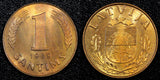 LATVIA Bronze 1939 1 Santims RED Toned UNC KM# 10 (26 657)