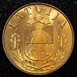 LATVIA Bronze 1939 1 Santims RED Toned UNC KM# 10 (26 657)