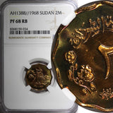 SUDAN PROOF Bronze AH1388 1968 2 Millim NGC PF68 RB TOP GRADED KM# 30.2 (034)