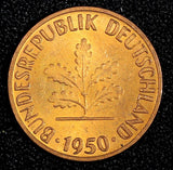 Germany - Federal Republic 1950 G 1 Pfennig GEM BU RED KM# 105 (27 277)