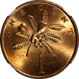 Jamaica Bronze 1970 1 Cent NGC MS64 RD FULL RED TONING .TOP GRADED BY NGC KM# 45