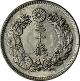 Japan Meiji (1867-1912) Silver Year 41 (1908) 20 Sen XF Toning Y# 30 (17 667)