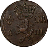 Sweden Karl XI (1660-1697) Copper 1676 S.M.1/6 Ore, aXF   KM# 254