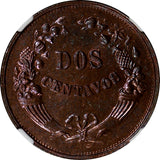 Peru 1937 2 Centavos NGC MS64 RB Nice Toning Low Mintage-963,000 KM# 212.1