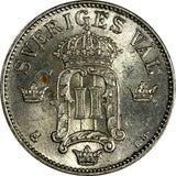 Sweden Oscar II Silver 1907 EB 10 Ore 1 Year Type UNC KM# 774