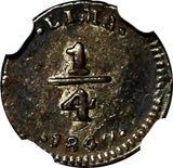 Peru Silver 1847 1/4 Real Lima Mint BETTER DATE NGC XF45 TOP GRADED KM# 143.1