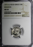 Greece Constantine II 1973 LG HEAD 50 Lepta NGC MS65 KINGDOM KM# 97.1