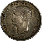 GREECE George I Silver 1910 1 Drachma Monnaie de Paris Choice VF KM# 60