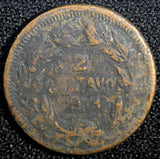 Honduras Bronze 1913 2 Centavos Mule Mintage-258,000 KM# 69 (23 695)