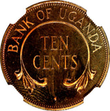 Uganda Bronze PROOF 1966 10 Cents NGC PF 66 RB CAMEO TOP GRADED BY NGC KM# 2