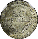 Austrian States TYROL Silver 1809 20 Kreuzer NGC MS63 TOP GRADED BY NGC  KM# 149