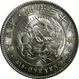 Japan Meiji Silver Yr.38 (1905) 1 Yen UNC  38.1mm Y# A25.3 Ex.Pittman Sale(1999)