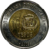Dominican Republic 2005 10 Pesos General Mella NGC MS65 GEM BU KM# 106 (046)