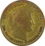 Peru Brass 1942 S 10 Centavos San Francisco mint KM# 214a.2 (21 556)
