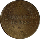 PERU Provisional Coinage Copper 1823 LIMA 1/4 Peso UNC KM# 138 (14 548)