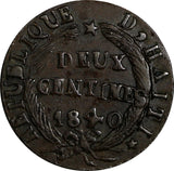 HAITI Copper 1840   AN 37   2 Centimes  KM# A22 (13 967)