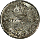 GREAT BRITAIN George V Silver 1917 3 Pence MAUNDY  KM# 813
