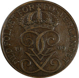 Sweden Gustaf V Bronze 1909 5 Ore Large Cross SCARCE 27mm KM# 779.2 (18 557)