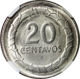 Colombia SILVER 1947/5 B 20 Centavos NGC MS64 TOP GRADED BY NGC ! KM# 208.1 (3)