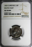 Great Britain George IV Copper 1826 Farthing NGC AU58 BN BETTER DATE KM# 677