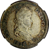 Peru Fernando VII 1818 LIMA JP 2 Reales NGC AU53 NICE RAINBOW TONED KM# 115.1