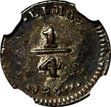 Peru Silver 1847 1/4 Real Lima Mint BETTER DATE NGC XF45 TOP GRADED KM# 143.1(8)