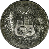 Peru Silver 1934 1 Sol  37mm  Mint Luster KM# 218.2 (18 264)