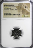 Roman Empire Constans 337-350 A.D. AE Nummus / Two soldiers NGC AU (050)