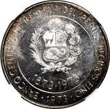 PERU Silver 1973 100 Soles NGC MS63 Centennial Peru-Japan Trade  37mm KM# 261(8)