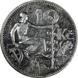 Czechoslovakia Silver 1932 10 Korun 30 mm KM# 15 (19 685)