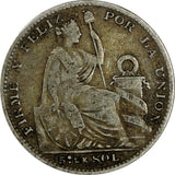 Peru Silver 1900 JF 1/5 Sol "LIBERTAD" KM# 205.2 (19 396)
