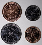 Oman 5, 10, 25, 50  Baisa SET OF 4 COINS 2015, BU Condition 45th National Day