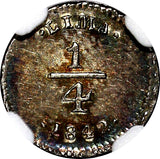 PERU Silver 1842 LIMA 1/4 Real NGC MS63 RAINBOW TONED TOP GRADED KM#143.1 (005)