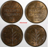 Palestine British Bronze LOT OF 2 COINS 1927 2 Mils aUNC KM# 2 (15 678)