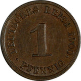 Germany - Empire Wilhelm II 1900 J 1 Pfennig VF Condition KM# 10 (18 582)