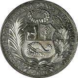 Peru Silver 1930 1 Sol  37mm Mintage-76,000 Mint Luster UNC KM# 218.2 (18 143)