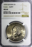 Guyana 1970 $1.00 Dollar FAO -CUFFY NGC MS66 GEM BU KM# 36 (024)