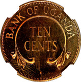 Uganda Bronze PROOF 1966 10 Cents NGC PF 66 RB CAMEO TOP GRADED BY NGC KM# 2 (7)