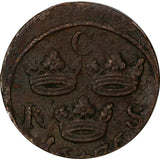 Sweden Karl XI (1660-1697) Copper 1676 S.M.1/6 Ore, aXF   KM# 254