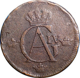 SWEDEN COPPER Gustaf IV Adolf  1803 1 SKILLING RARE KEY DATE KM#566