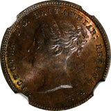 Great Britain Victoria 1844 1/2 Farthing NGC MS63 BN  Brown Toning KM# 738