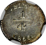 PERU Silver 1855 LIMA 1/4 Real NGC MS64 Light Toned  KM# 143.1