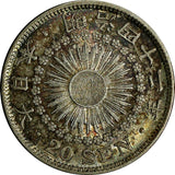 Japan Meiji (1867-1912) Silver Yr.42 (1909) 20 Sen Toned Y# 30 (18 799)