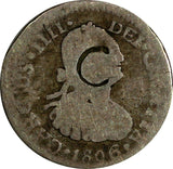 Peru Carlos IV Silver 1806 LIMAE JP 1/2 Real Stamp in Center "C" KM# 93 (18 811)