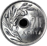 Greece Paul I Aluminum 1969 20 Lepta 24mm GEM BU COIN KM# 79 (21 292)