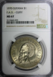 Guyana 1970 $1.00 Dollar FAO -CUFFY NGC MS67 TOP GRADED BY NGC KM# 36 (025)