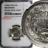 Chile 1938 SO 20 Centavos NGC UNC DETAILS KM# 167.3 (042)