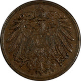 Germany - Empire Wilhelm II 1900 J 1 Pfennig VF Condition KM# 10 (18 582)
