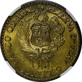 PERU Brass 1965 1 Sol NGC MS67 Anniversary Lima Mint TOP GRADED KM# 240 (008)
